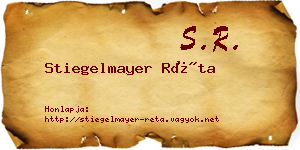 Stiegelmayer Réta névjegykártya